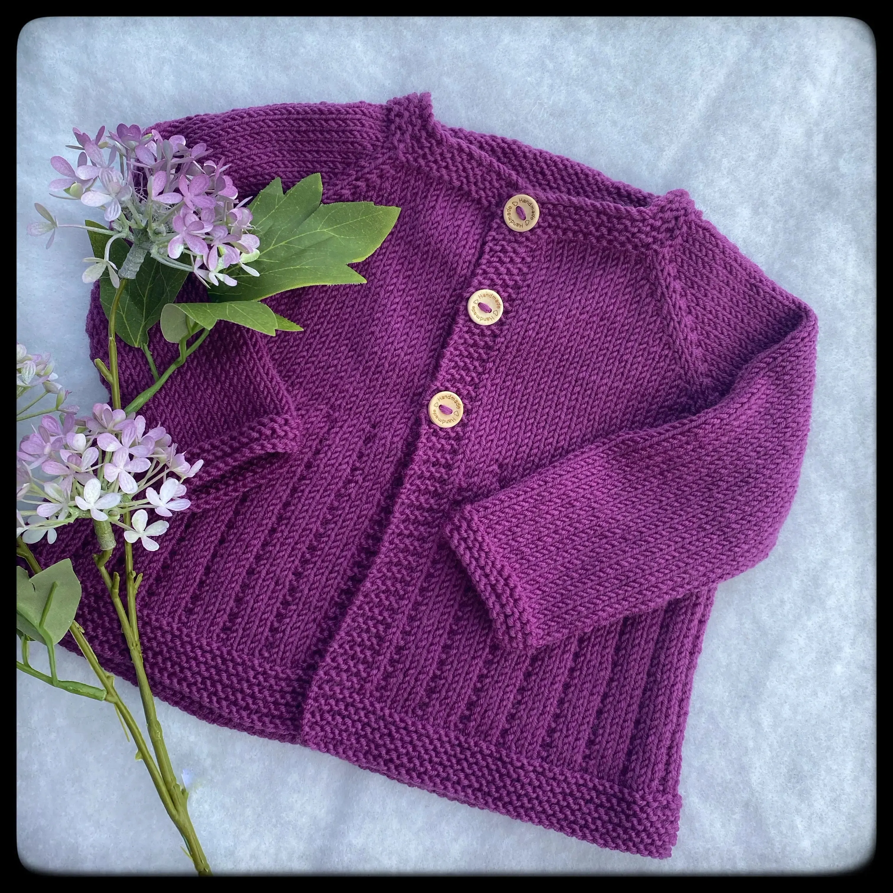 "JJ" patterned baby merino cardigan