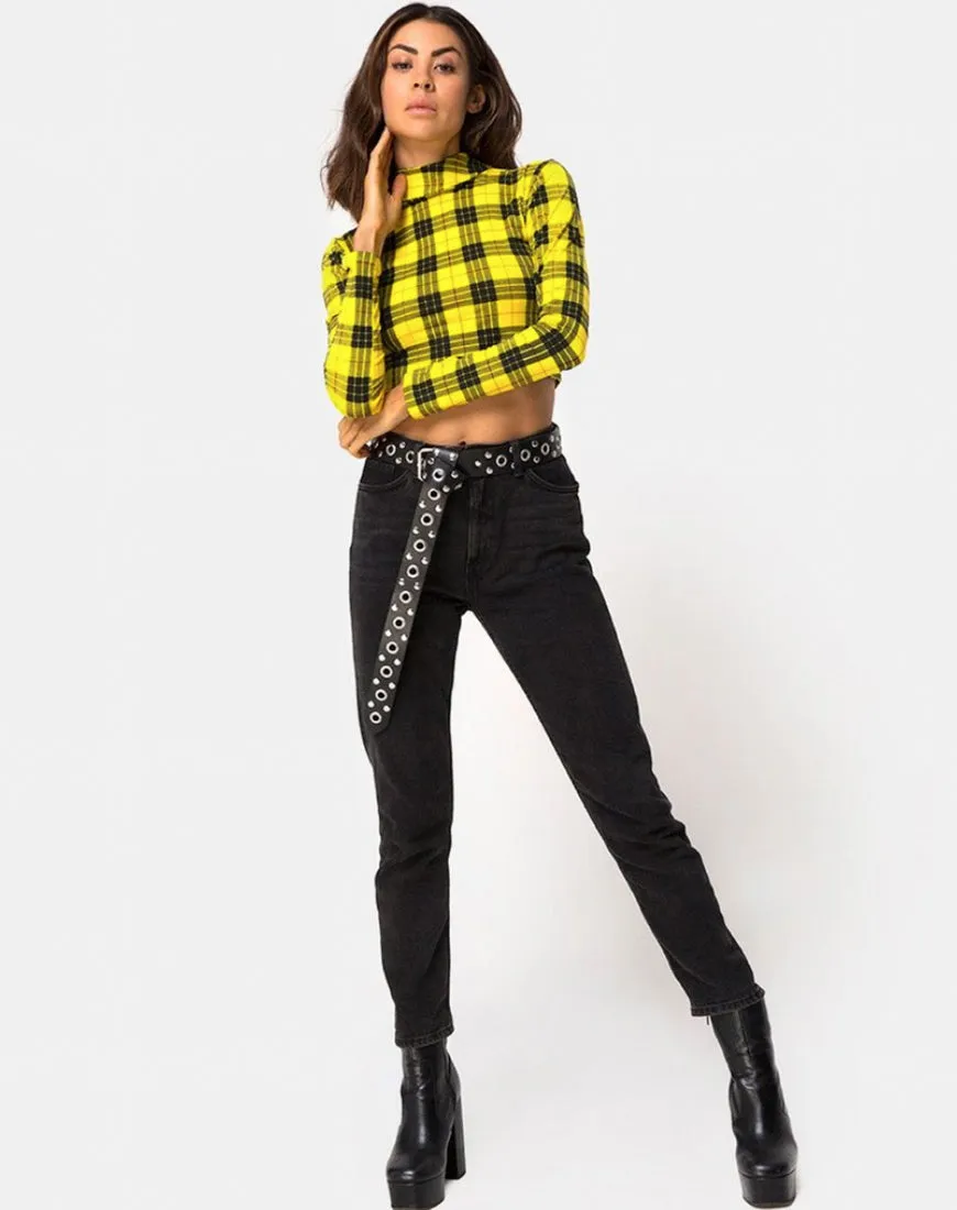 RHALA TOP PLAID YELLOW