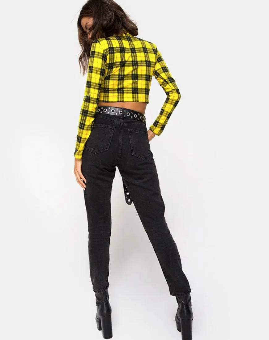 RHALA TOP PLAID YELLOW