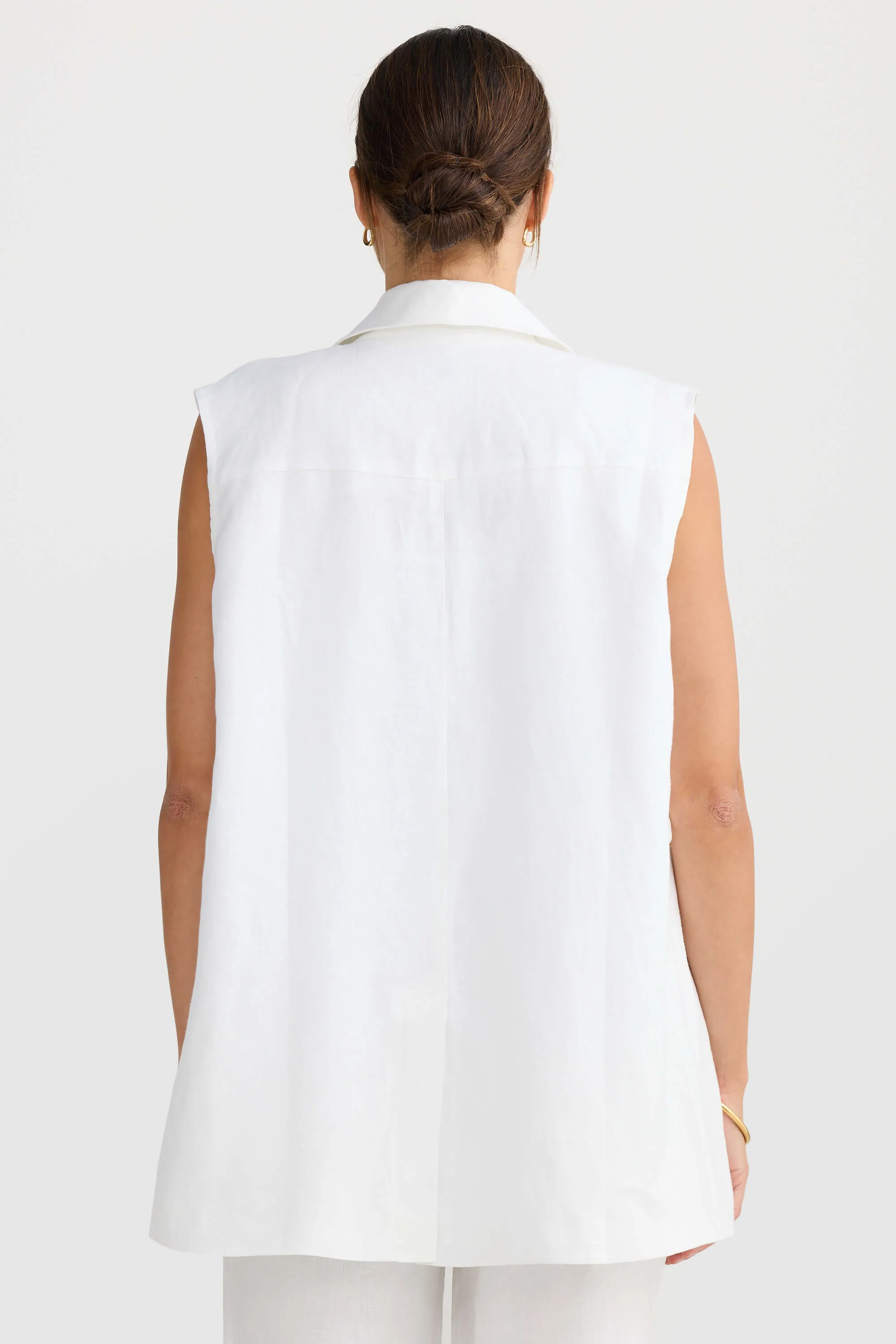 Savannah Oversized Linen Vest White