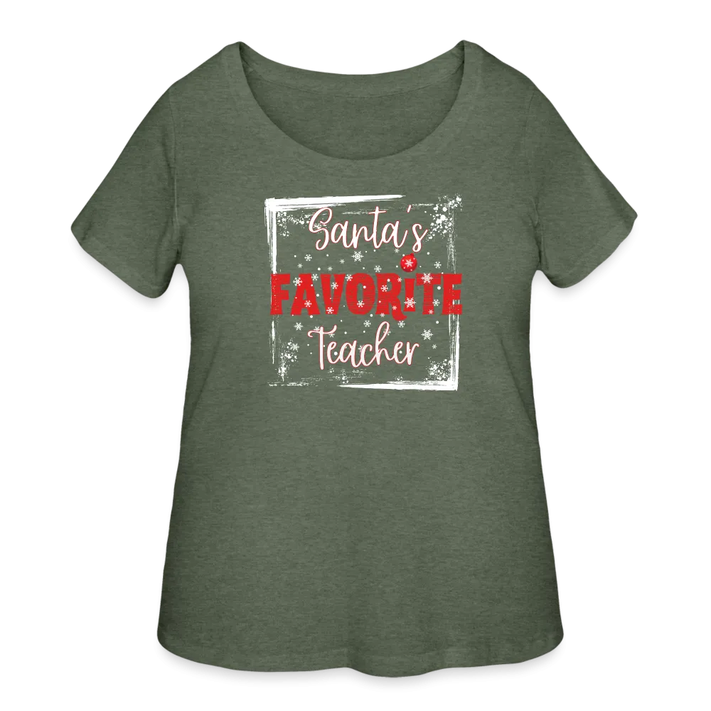 Seasonal Splendor in Curves: Women's 'Santa's Favorite Teacher' Curvy Tee