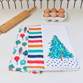 Set of 3 Seasonal Cotton Kitchen Towels - Perfect for Holiday Cheer