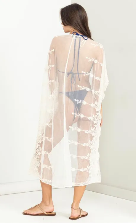 Sheer Attitude Embroidered Lace Duster