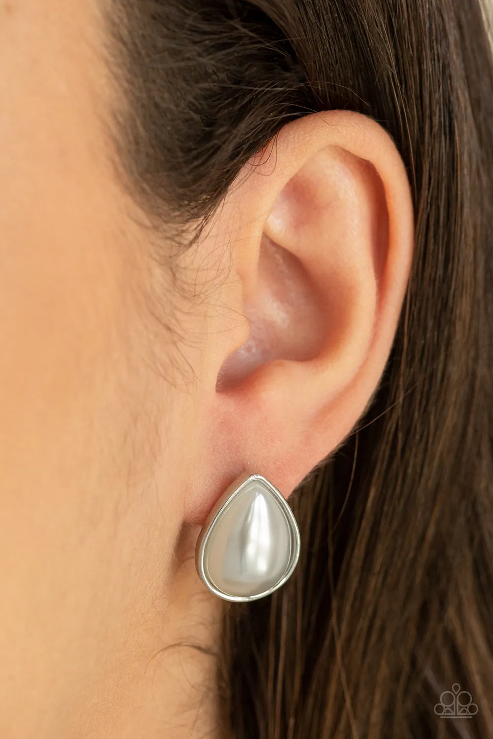 SHEER Enough - White Paparazzi Earrings