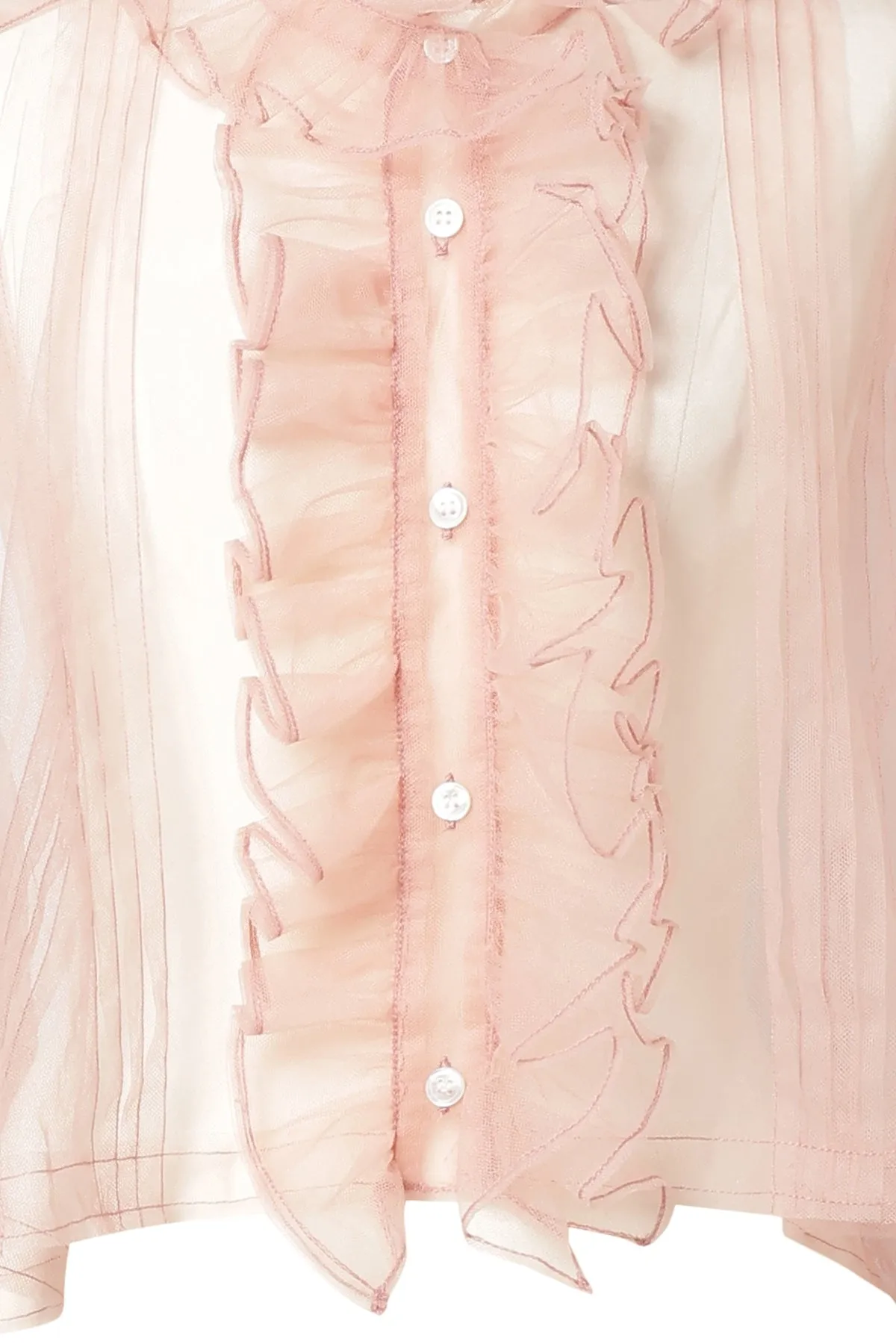 Sheer Frill Blouse / Baby Pink