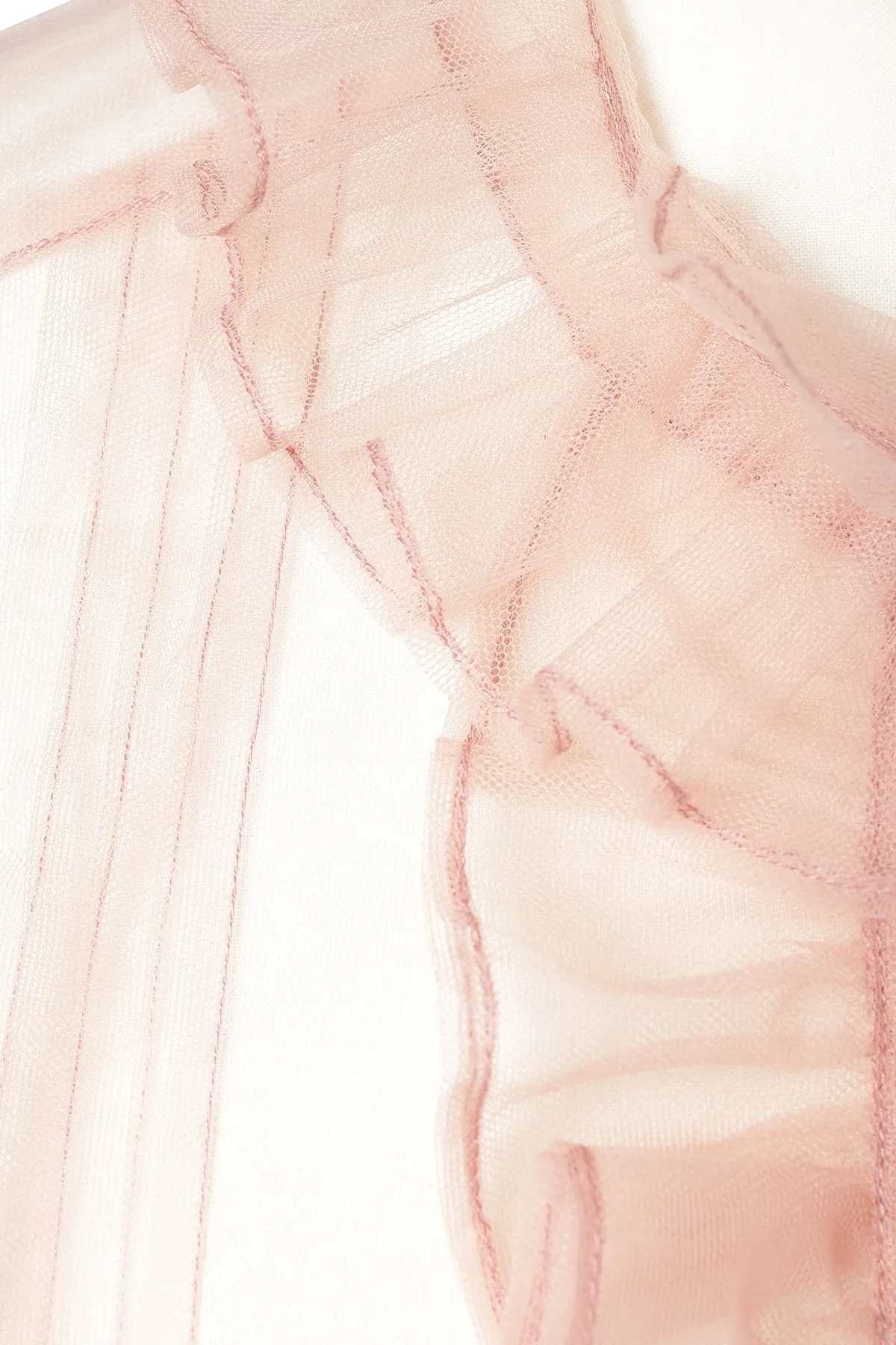 Sheer Frill Blouse / Baby Pink