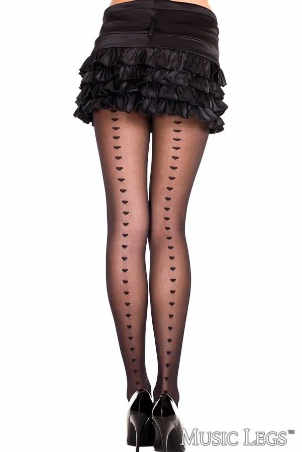 Sheer Heart Backseam Pantyhose