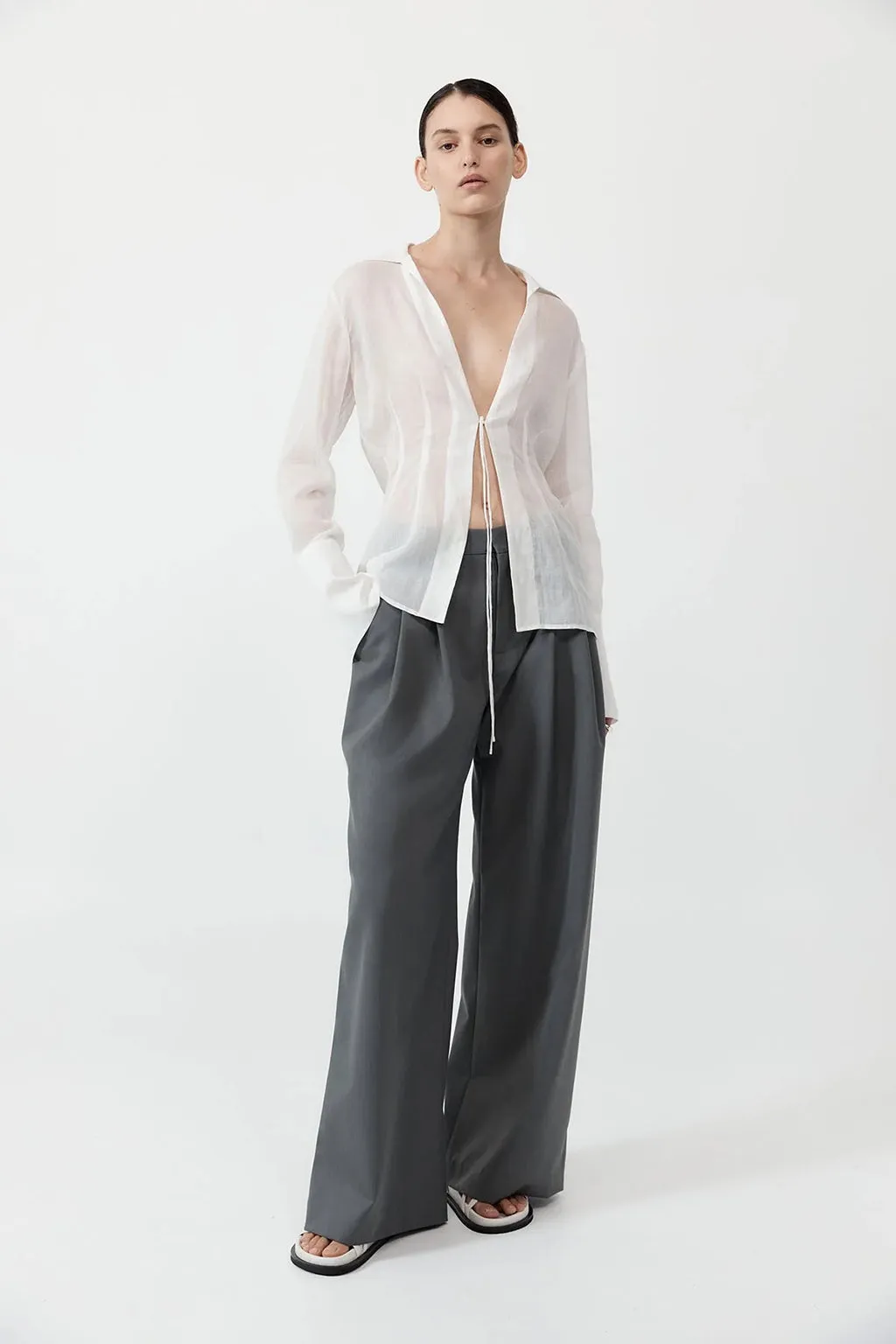 Sheer Linen Tie Top