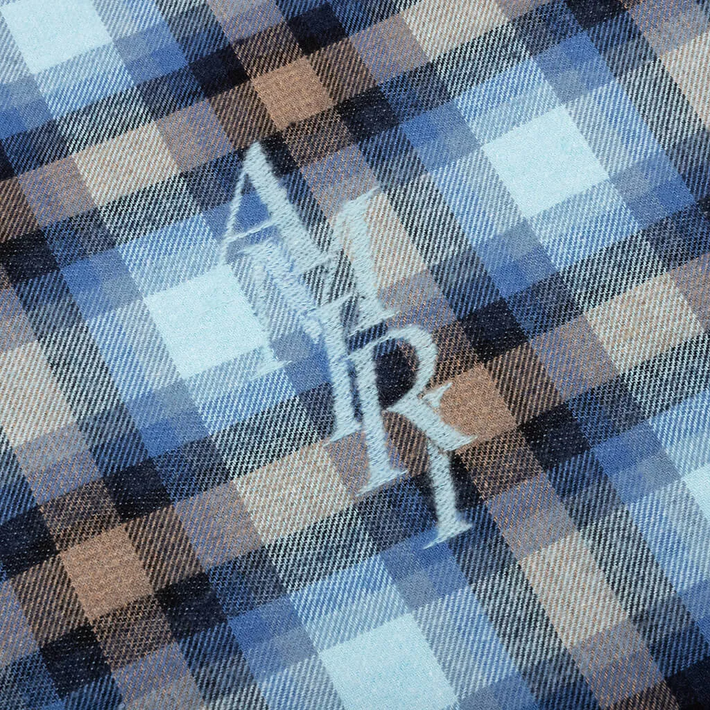 Staggered Plaid Flannel - Legion Blue