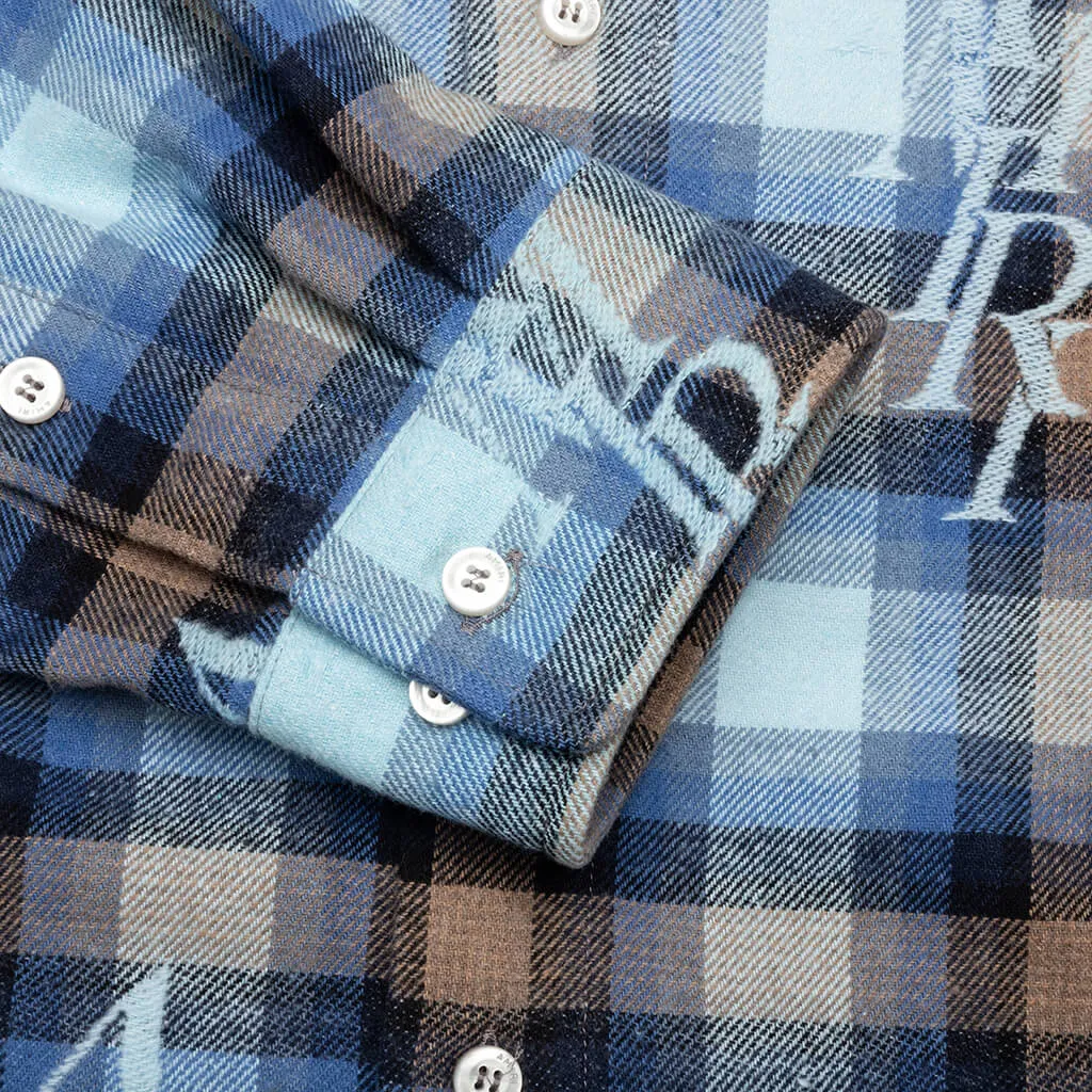 Staggered Plaid Flannel - Legion Blue