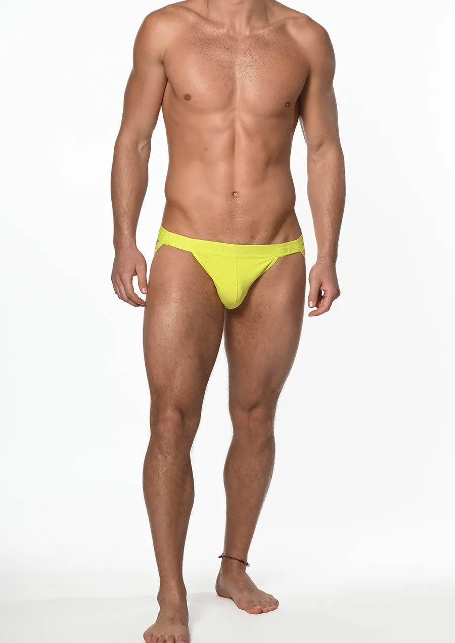 Stripe Sheer Jockstrap (Neon Yellow)