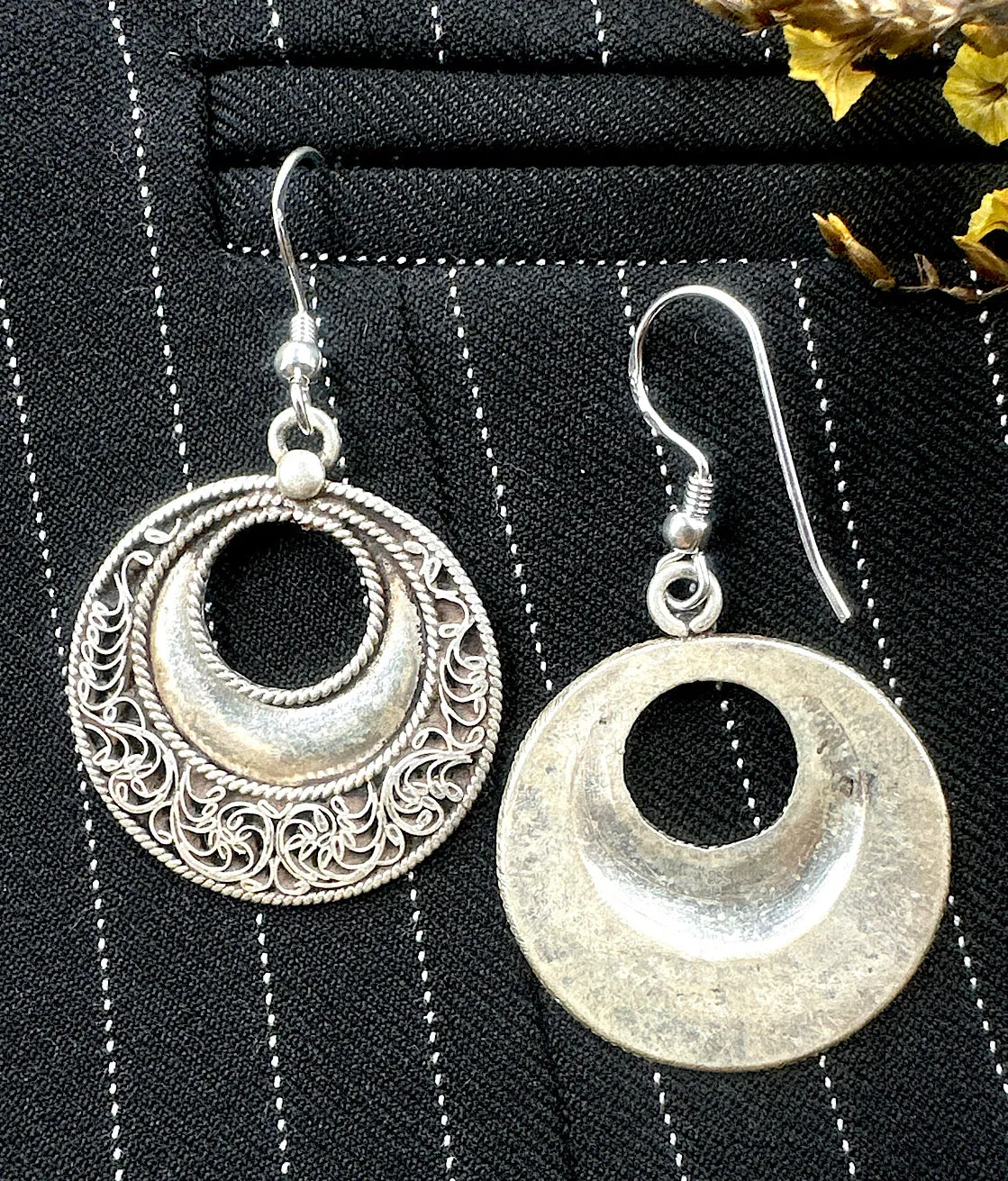 The Patterned Silver Earrings