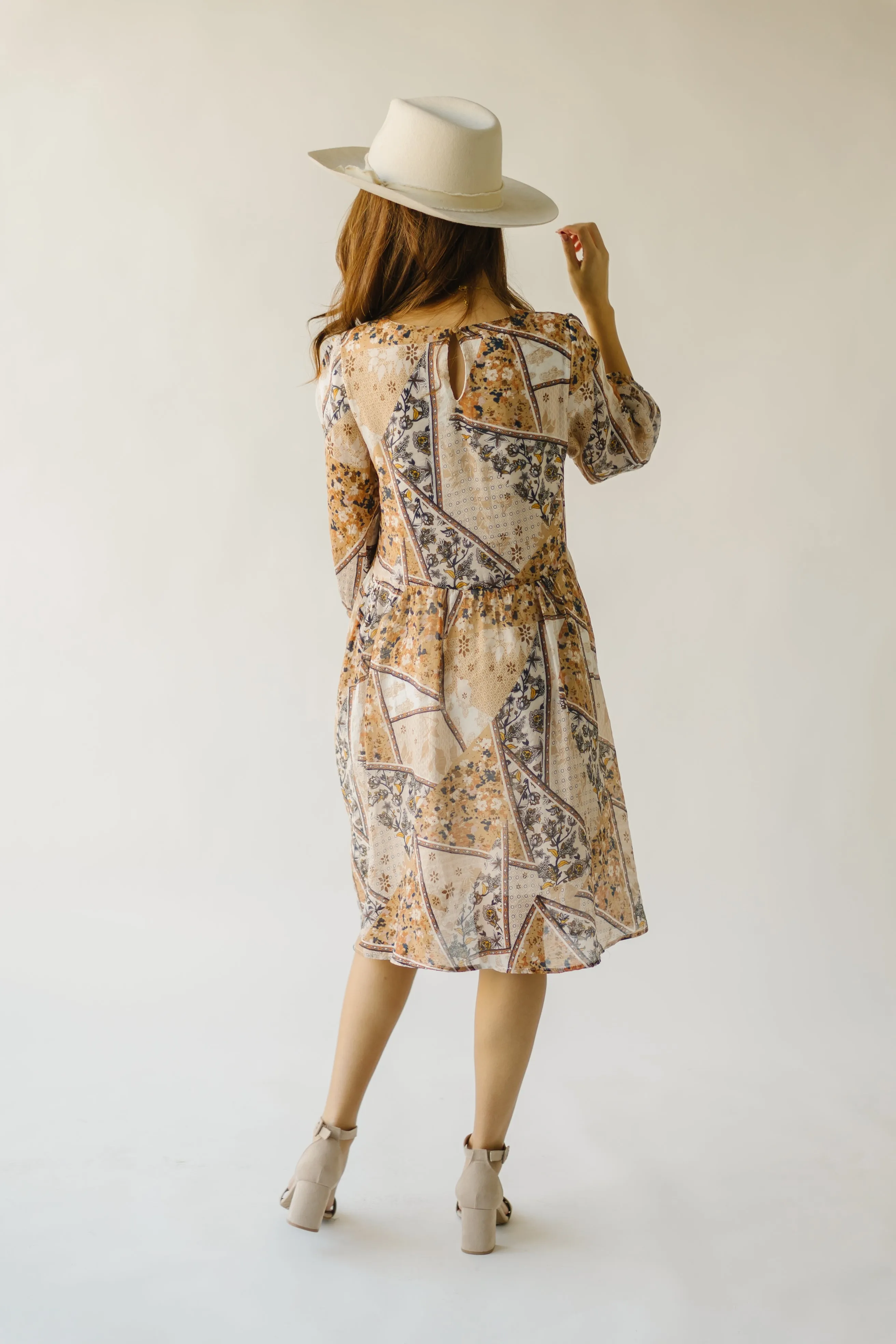 The Salazar Patterned Floral Dress in Brown Multi