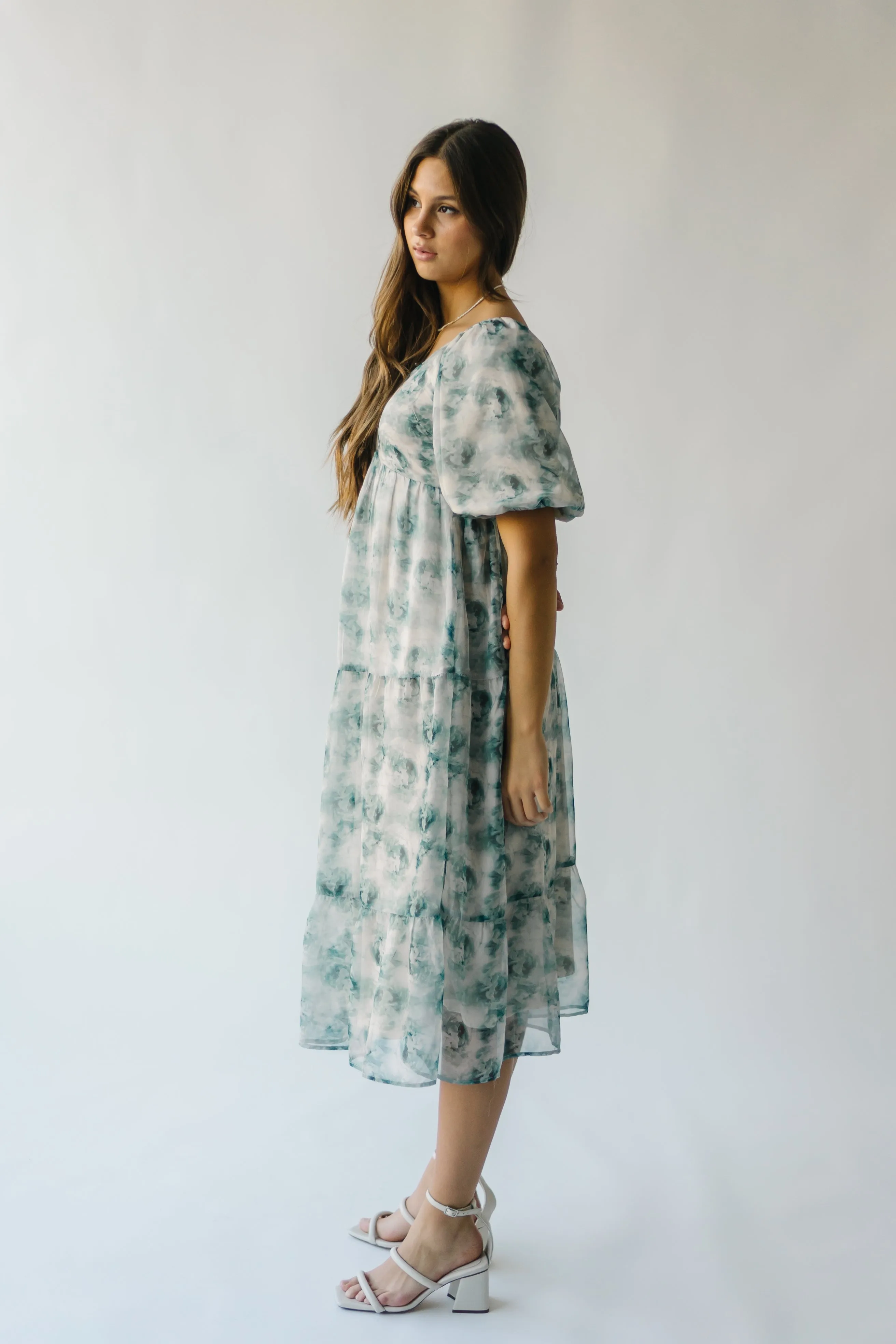 The Sardoni Patterned Midi Dress in Green Floral