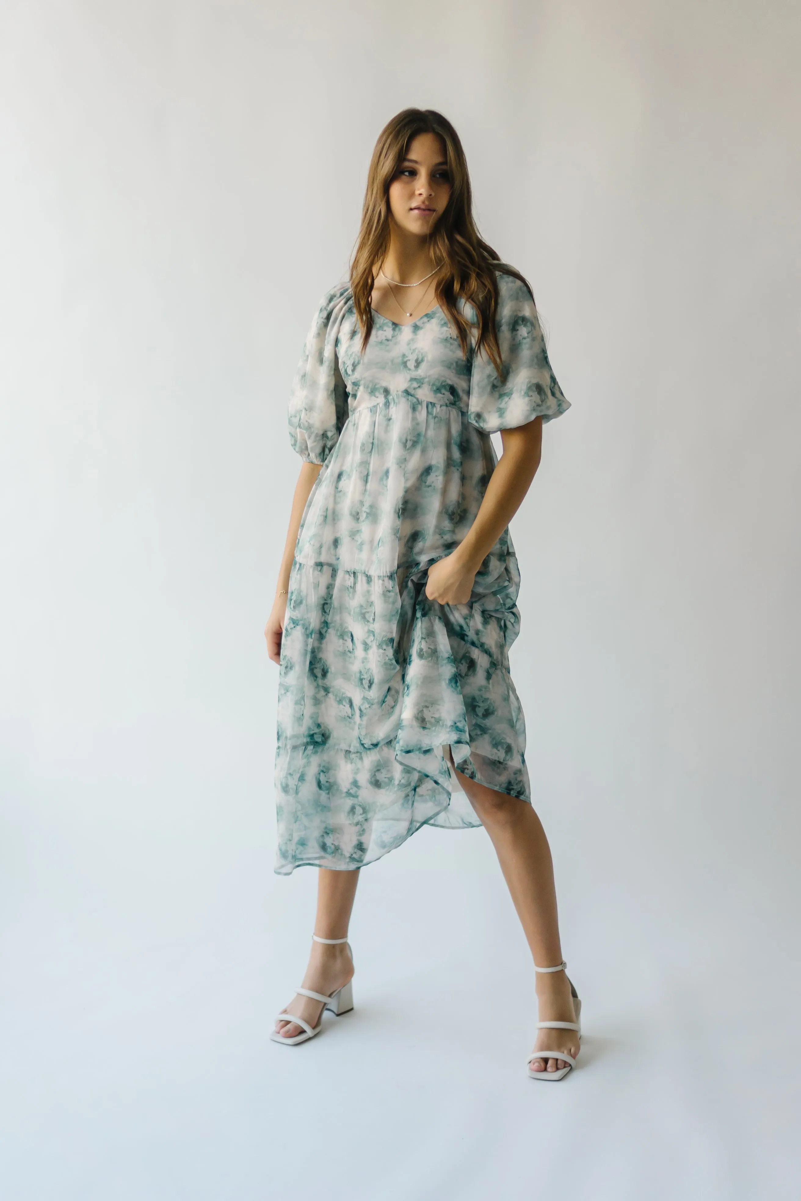 The Sardoni Patterned Midi Dress in Green Floral