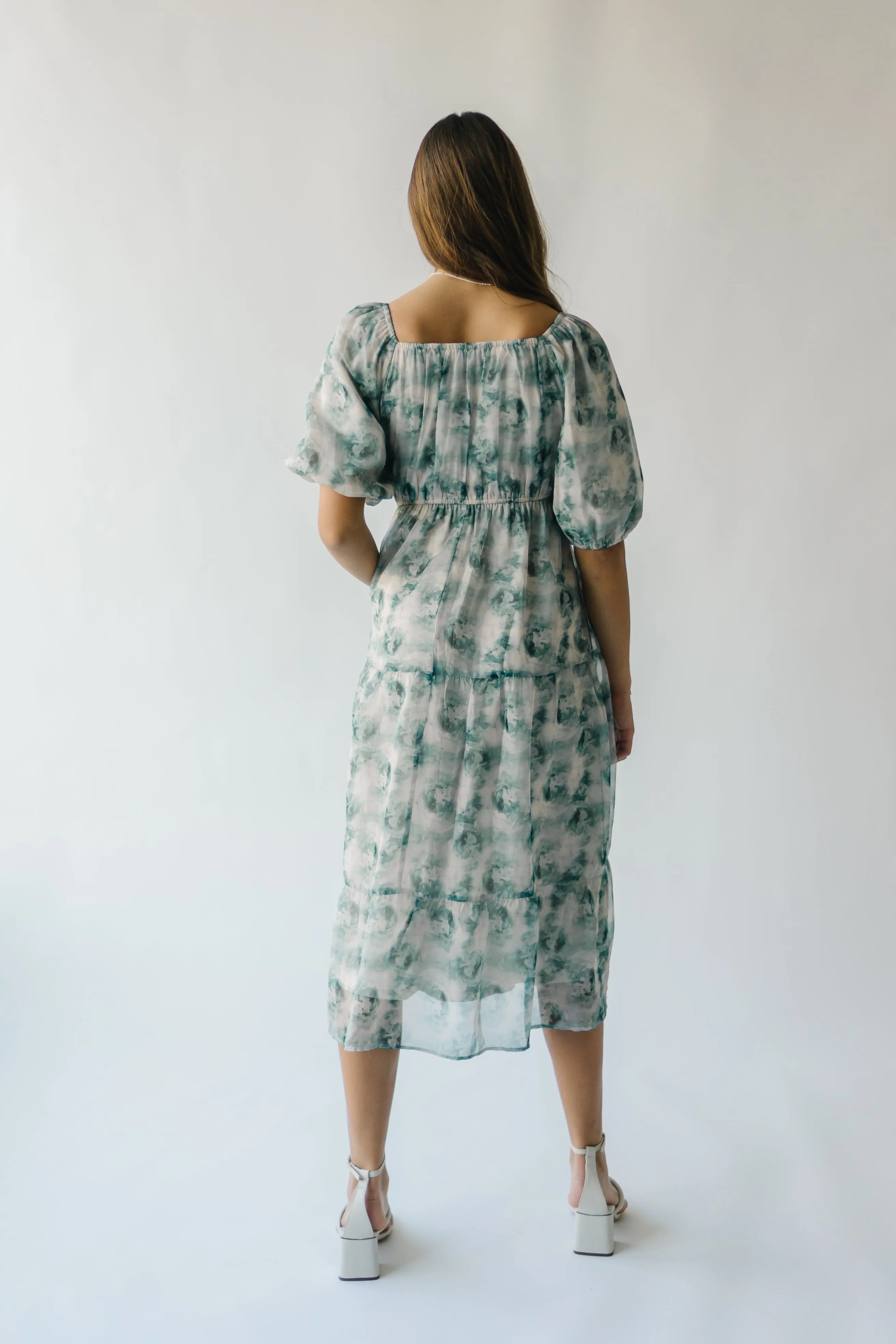 The Sardoni Patterned Midi Dress in Green Floral