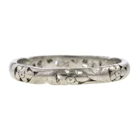 Vintage Openwork Patterned Wedding Band Ring, Platinum 41, Size 5