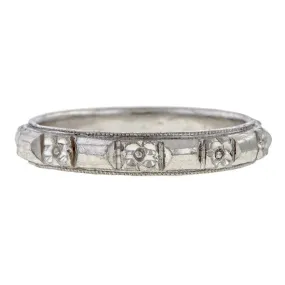 Vintage Patterned Platinum Band, Size 9