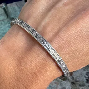 Vintage Silver Patterned Bangle Bracelet