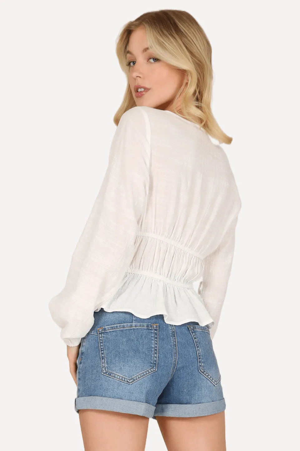 White Long Sleeve Sheer Top