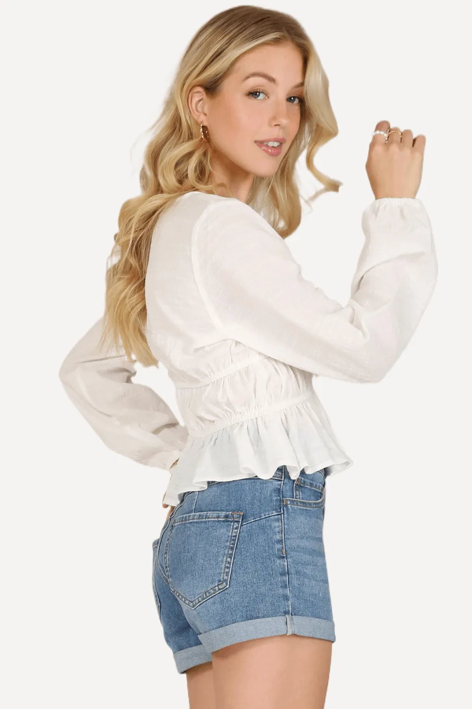 White Long Sleeve Sheer Top