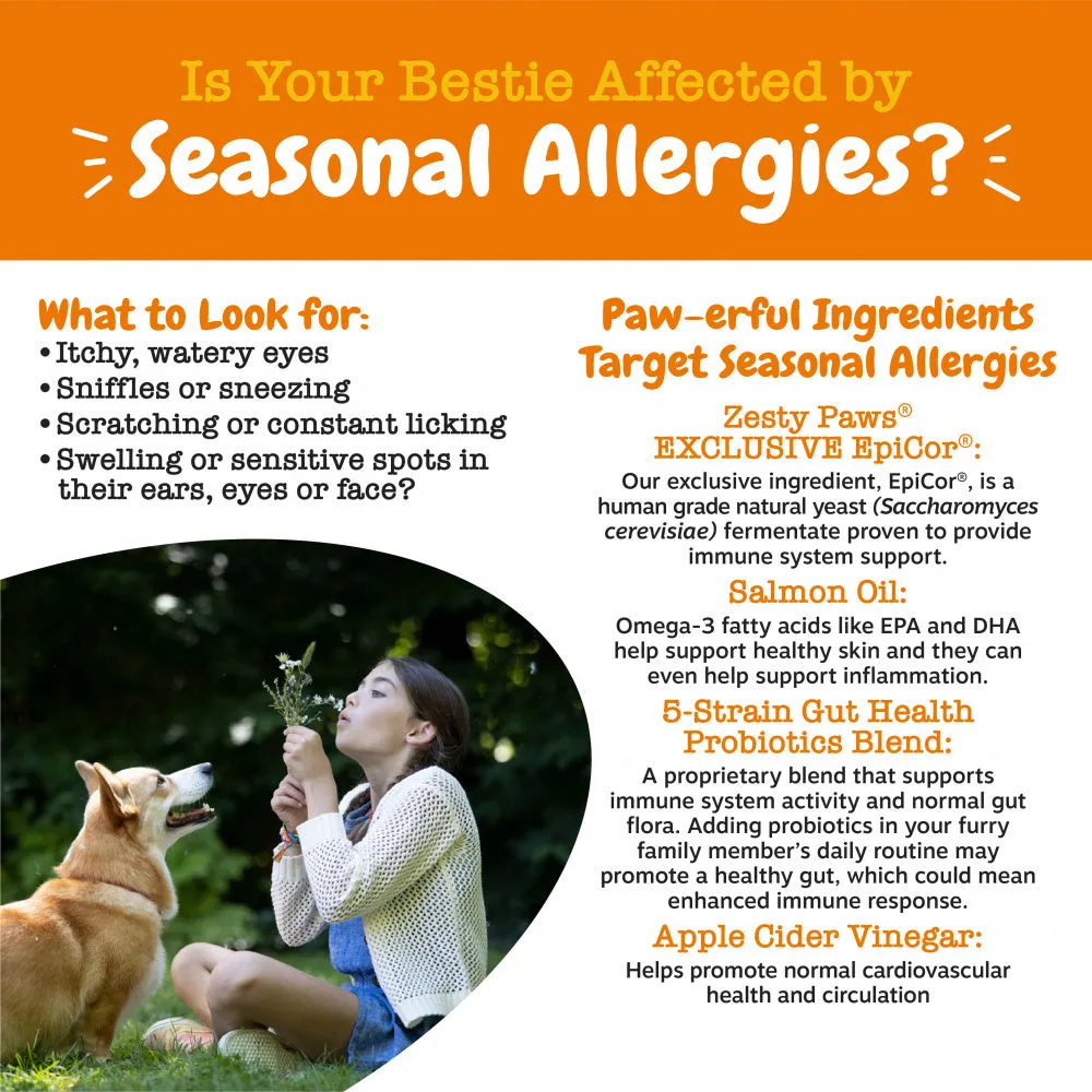 Zesty Paws Aller-Immune Bites for Seasonal Allergies Lamb Flavor Immune Function   Sensitive Skin & Gut Health for Dogs