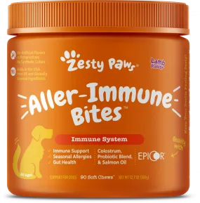 Zesty Paws Aller-Immune Bites for Seasonal Allergies Lamb Flavor Immune Function   Sensitive Skin & Gut Health for Dogs